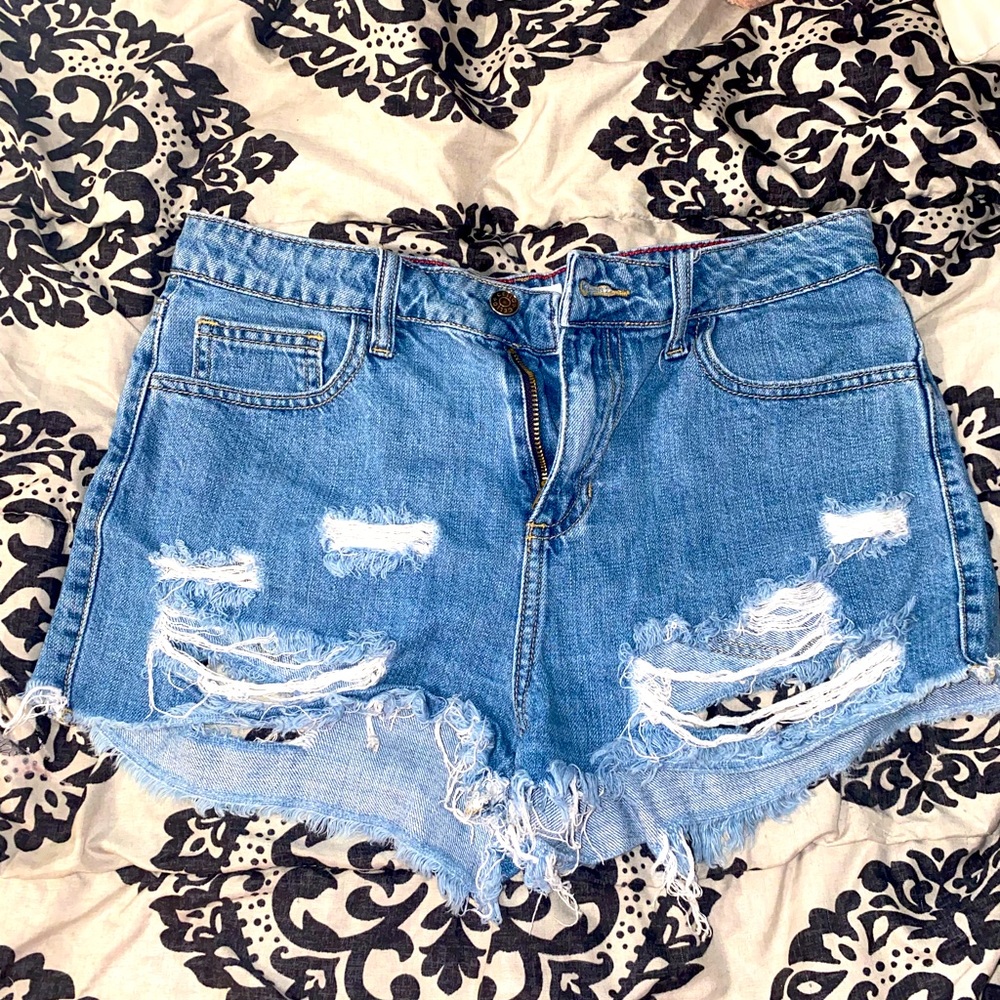 Ripped jean shorts